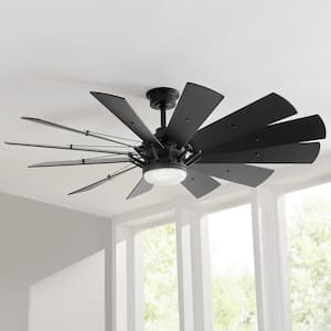 Trudeau 60 in. LED Indoor Matte Black Ceiling Fan with Light Kit and Remote Control