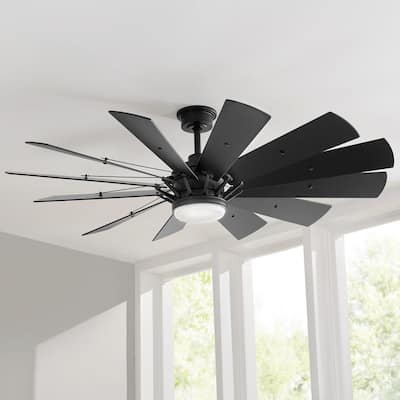 Trudeau 60 in. LED Indoor Matte Black Ceiling Fan with Light Kit and Remote Control