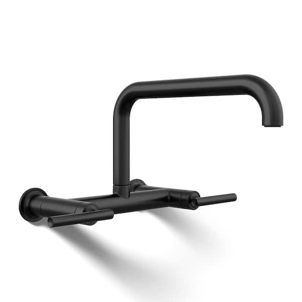 Purist 2-Handle Bridge Kitchen Faucet in Matte Black