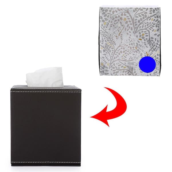 Numhew Square Leather Tissue Box Cover with Magnetic Bottom in
