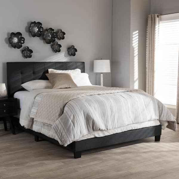 Baxton Studio Brookfield Modern and Contemporary Charcoal Grey Fabric Queen Size Bed Baxton Studio Brookfield Modern and Contemporary Charcoal Grey Fabric Queen Size Bed