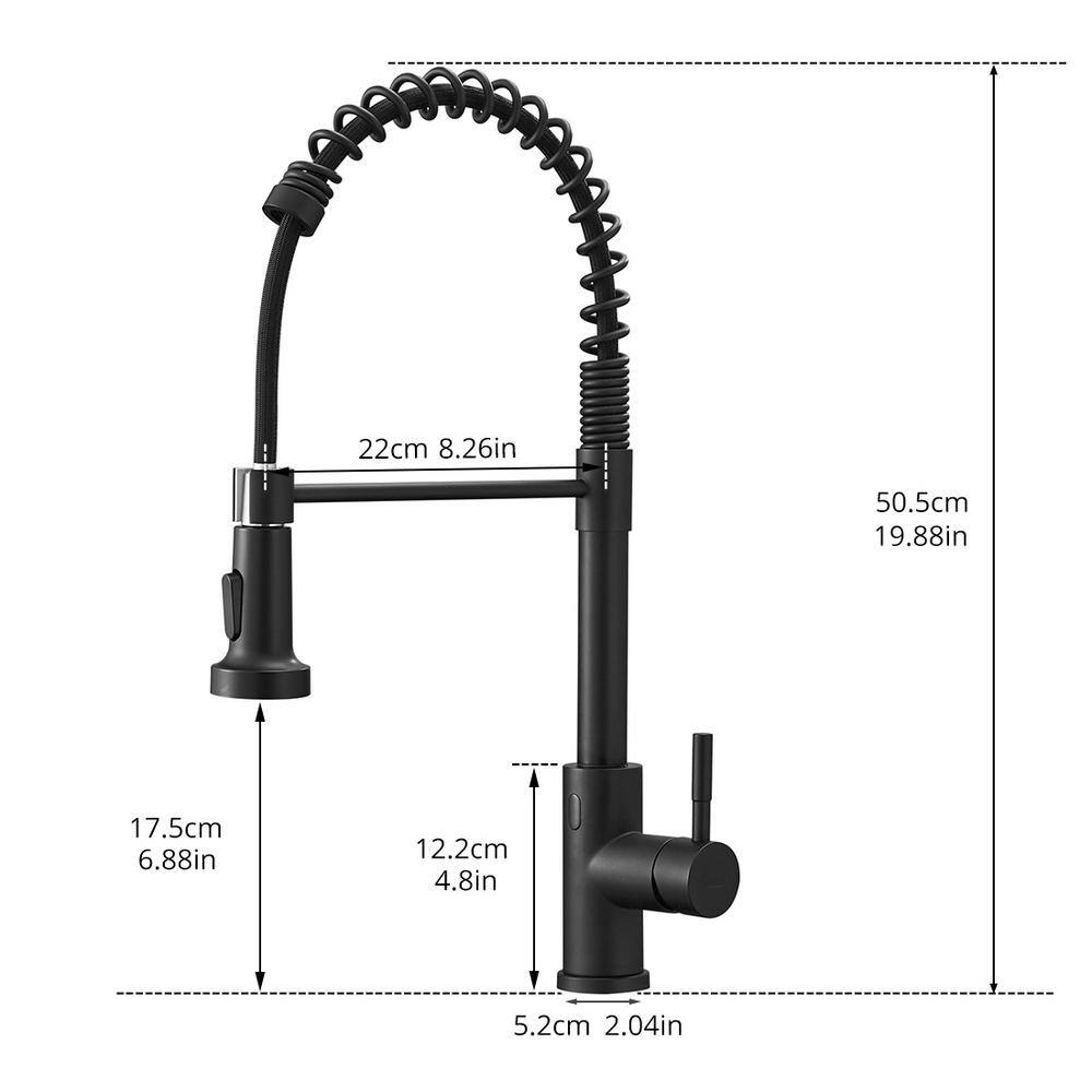 Matte Black Touchless Pull-Down Kitchen Faucet with Soap Dispenser
