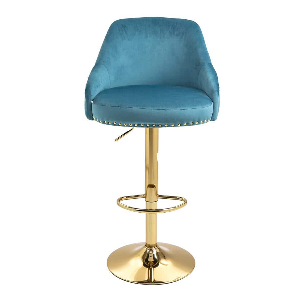 44.9 in. Light Blue Bar Stools with Back and Footrest Counter Height