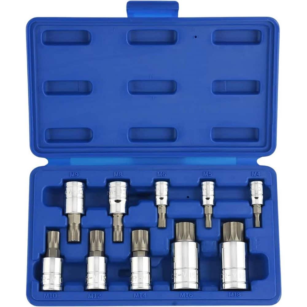 NEIKO 1/4 in. 3/8 in. and 1/2 in. Drive Metric Triple Square Socket Set ...