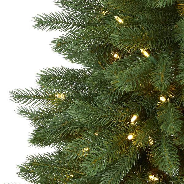 Nearly Natural 5 Ft Pre Lit Napa Valley Pine Artificial Christmas Tree With 200 Warm White Led Lights On A Faux Wood Stand T1562 The Home Depot