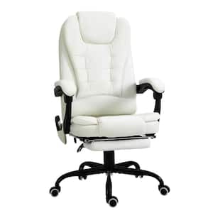 White PU Steel Sponge PVC ​7-Point Vibrating Massage Office Chair High Back Executive Recliner with Adjustable Height