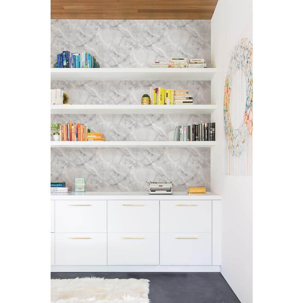 Danby Light Grey Marble Peel and Stick Wallpaper
