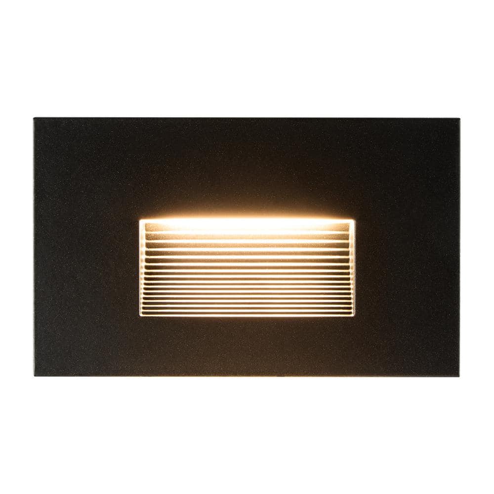 Black Aluminum LED Pathway Step Lights with Adjustable Color Temperature, 2-Pack