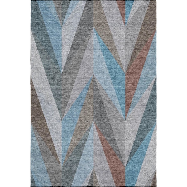 Mayfield Premium Machine Washable Abstract AMF2265 Teal 3 ft. x 4 ft. Area Rug