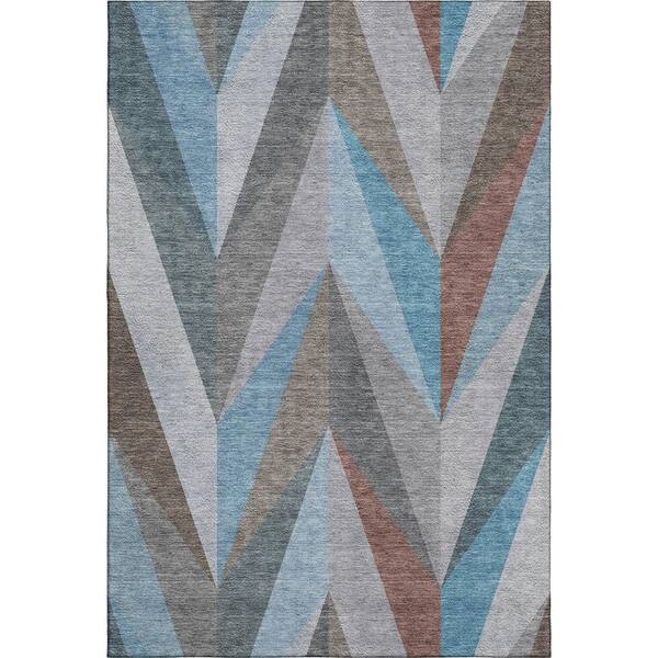 Mayfield Premium Machine Washable Abstract AMF2265 Teal 9 ft. x 12 ft. Area Rug