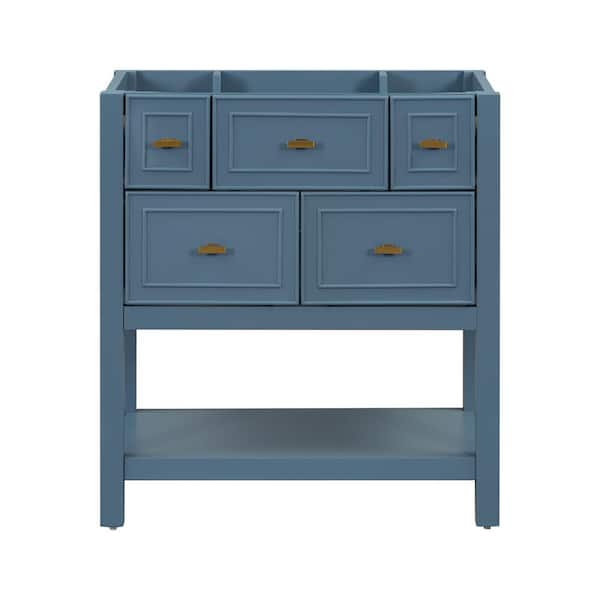 Tenleaf 29.56 in. W x 17.79 in. D x 33.00 in. H Bath Vanity Cabinet without Top in Blue with 5 Drawers