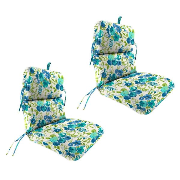 45 in. L x 22 in. W x 5 in. T Rectangular Outdoor Dining Chair Cushion in Bettina Aqua (2-Pack)