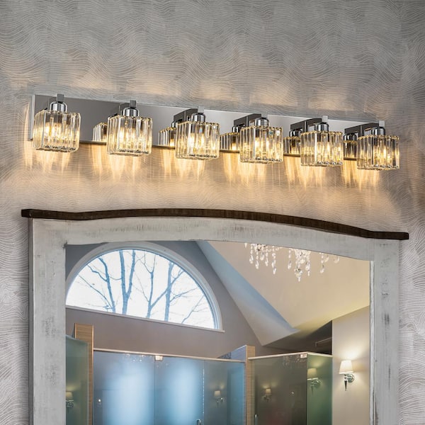 EDISLIVE Orillia 43.3 in. 6-Light Chrome Bathroom Vanity Light with Crystal Shades