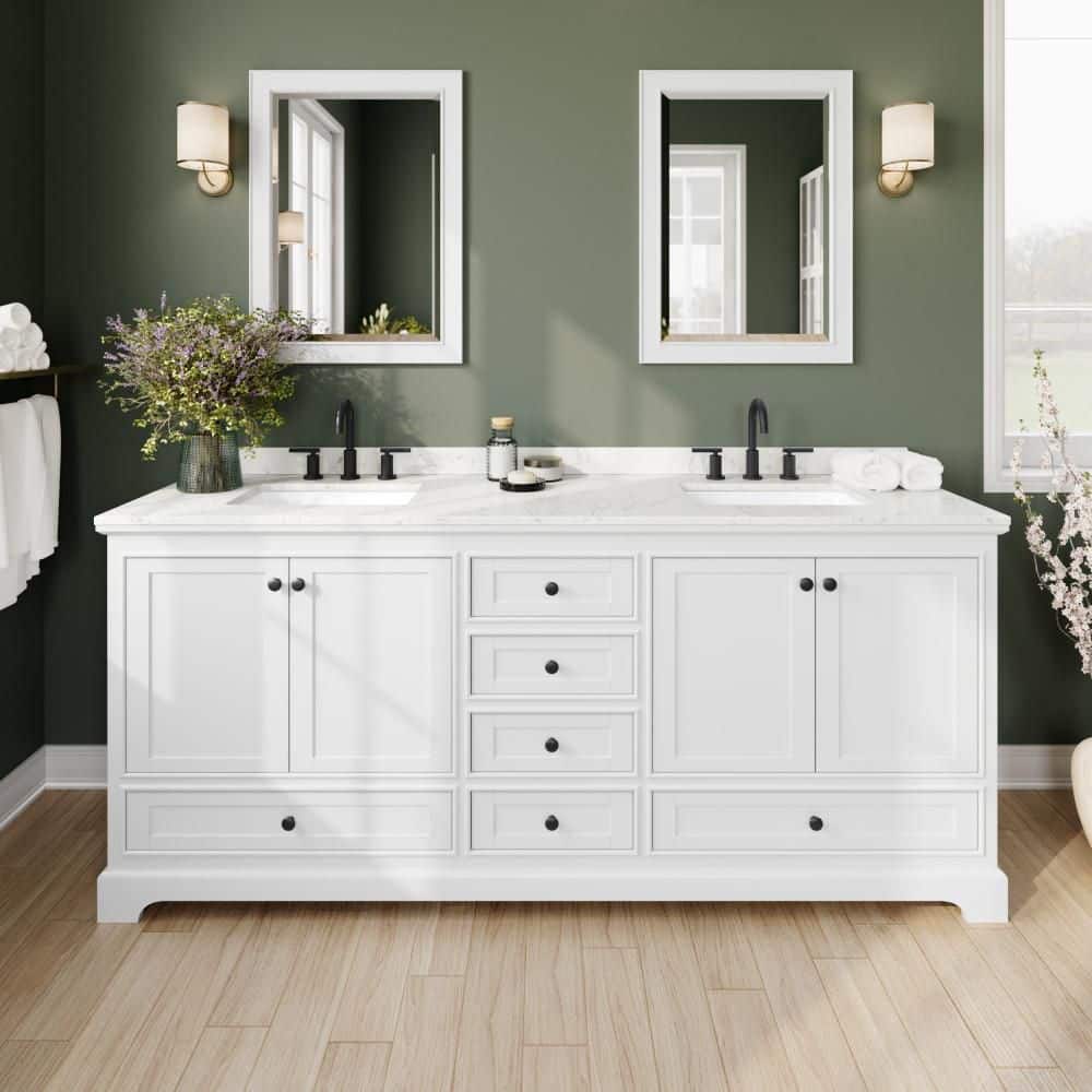 Deborah 80 in. Double Freestanding White Bath Vanity with Top price history on PriceWatchPro