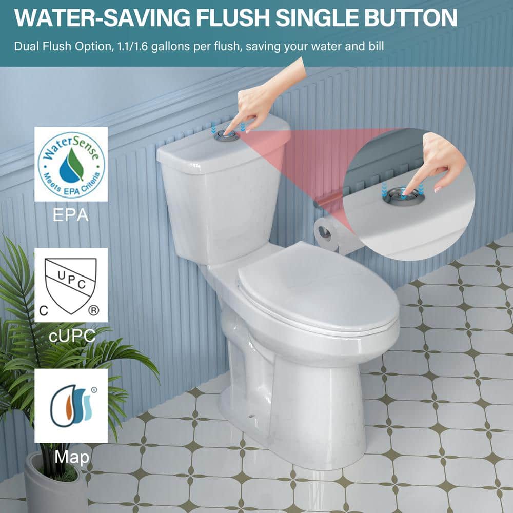 19 in. White Vitreous China Dual Flush Elongated Toilet
