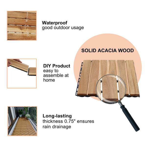 Siavonce 10 PCS Interlocking Deck Tiles Striped Pattern, 12&quot