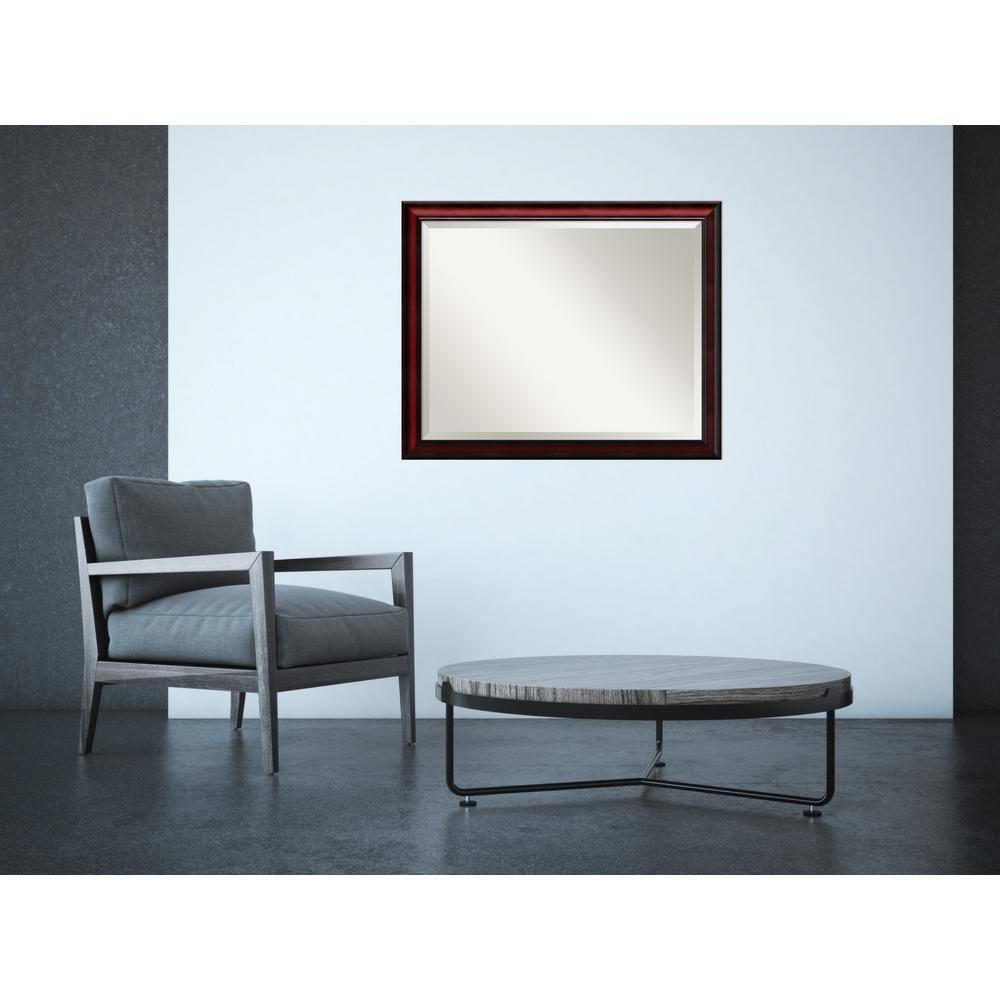 Cherry Wood Beveled Rectangular Wall Mirror