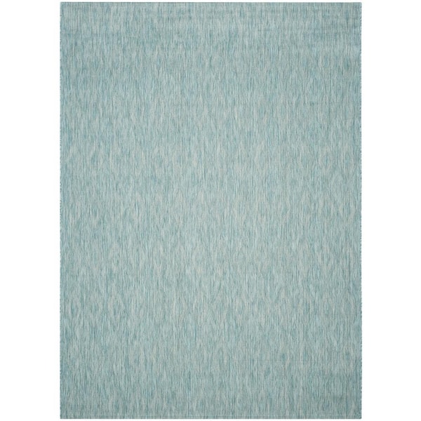 Courtyard Aqua/Aqua 10 ft. x 14 ft. Solid Color Diamond Indoor/Outdoor Area Rug
