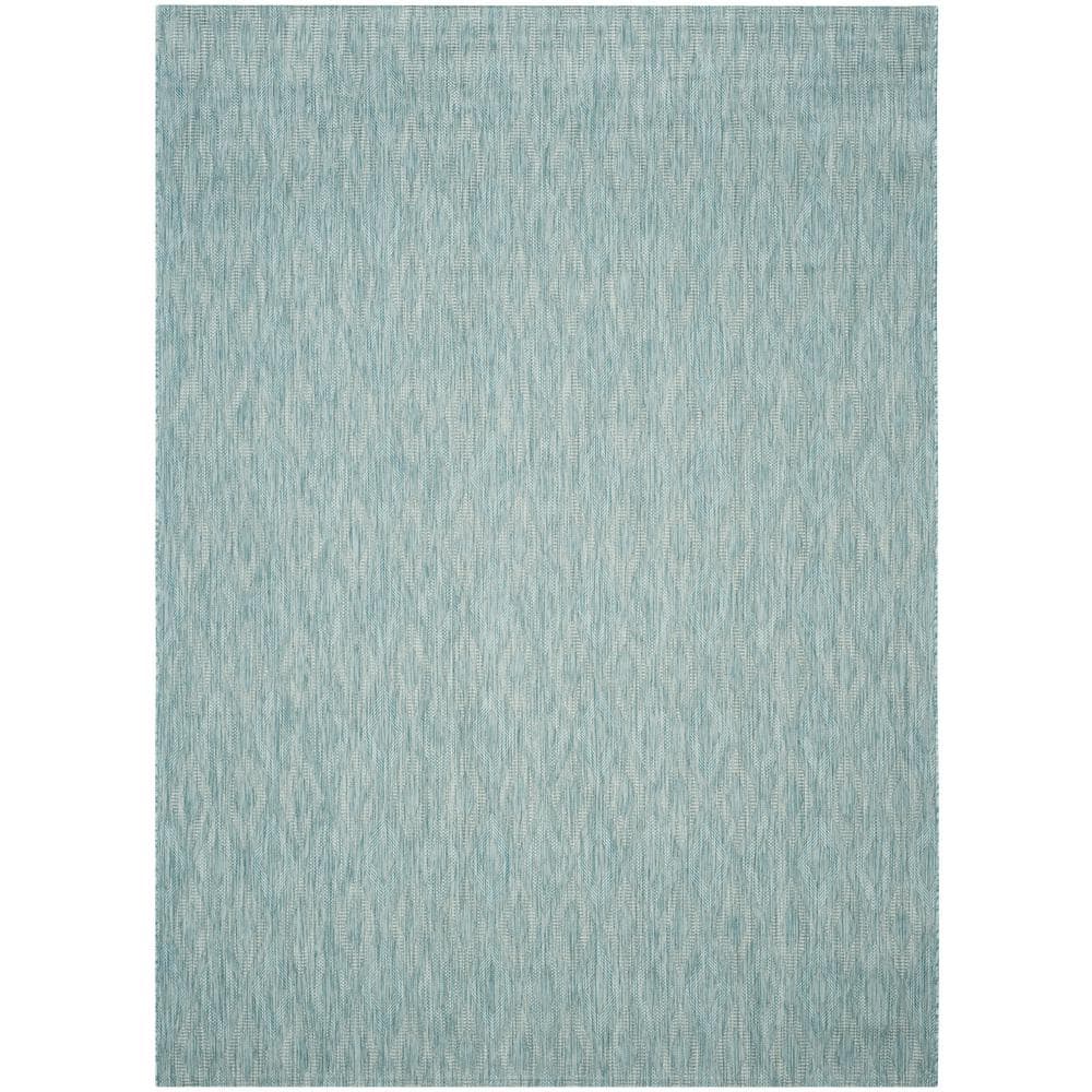 Blue Geometric Flat Woven Synthetic 9' x 12' Area Rug