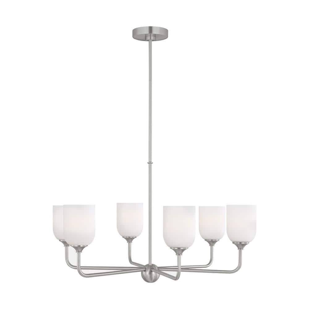 Emile Large 6-Light Brushed Steel Chandelier with Etched White Glass Shades price history on PriceWatchPro