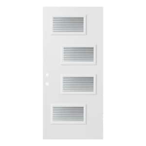 32 in. x 80 in. Beatrice Masterline 4 Lite Painted White Right-Hand Inswing Steel Prehung Front Door