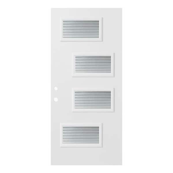 Stanley Doors 32 in. x 80 in. Beatrice Masterline 4 Lite Painted White Right-Hand Inswing Steel Prehung Front Door