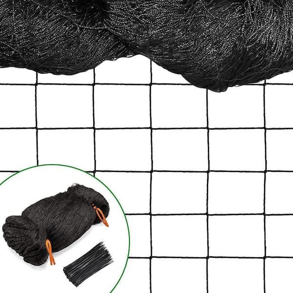 Unbranded 50 ft. x 50 ft. Heavy-Duty Bird Netting for Garden Protection in Black Nylon