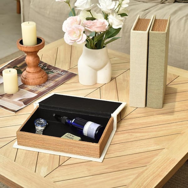 Multi-Colored 10 in. x 2 in. Wood Decorative Faux Book Boxes Set