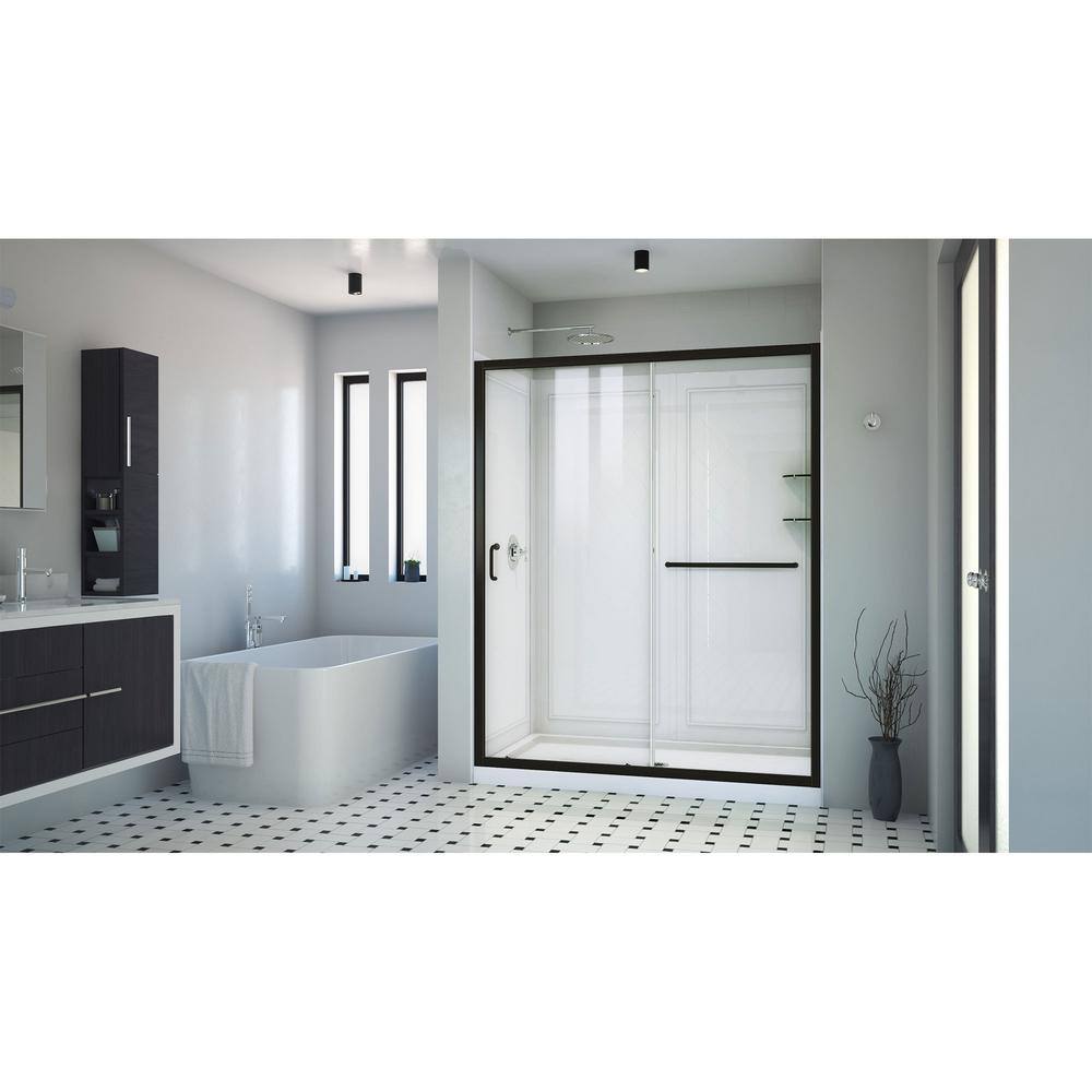 Infinity-Z Matte Black Clear Glass Sliding Shower Kit