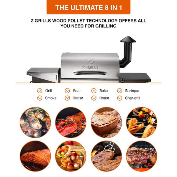Z Grills 573 Sq In Pellet Grill And Smoker Stainless Steel Zpg L600e The Home Depot