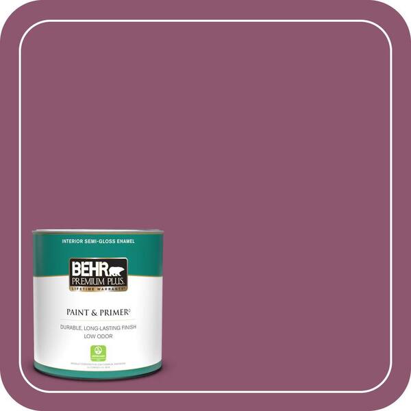 BEHR PREMIUM PLUS 1 qt. #PPU1-17 Majestic Orchid Semi-Gloss Enamel Low Odor Interior Paint & Primer