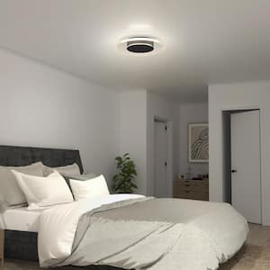 Essence Disk 13 in. 1-Light Modern Black Integrated LED Flush Mount Ceiling Light Fixture for Kitchen or Bedroom