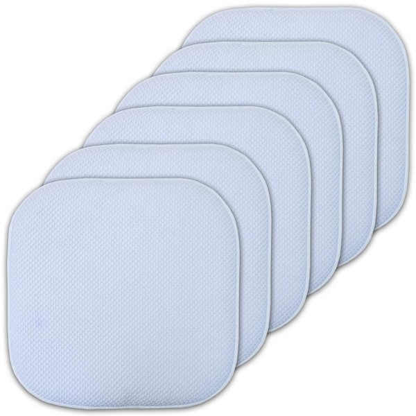 Sweet Home Collection Light Blue, Honeycomb Memory Foam Square 16 in. x 16 in. Non-Slip Back Chair Cushion (6-Pack)