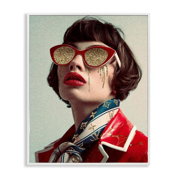 Stupell Industries Retro Woman with Glam Tears by Svetlana Aleynikova White Framed People Giclee Art Print 14 in. x 11 in.