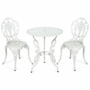3-Piece Cast Aluminum Patio Table Chairs Furniture Outdoor Bistro Set