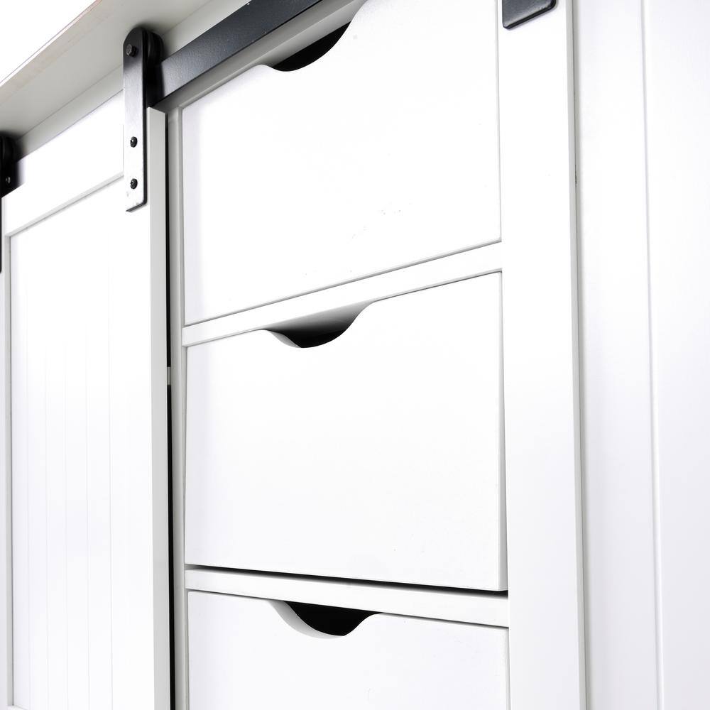 White Pine Barn Door Buffet with Sliding Doors and Drawers
