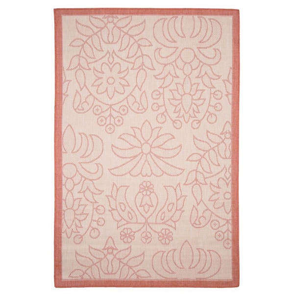 Lavish Home Botanical Orange 5 ft. x 8 ft. Indoor/Outdoor Area Rug