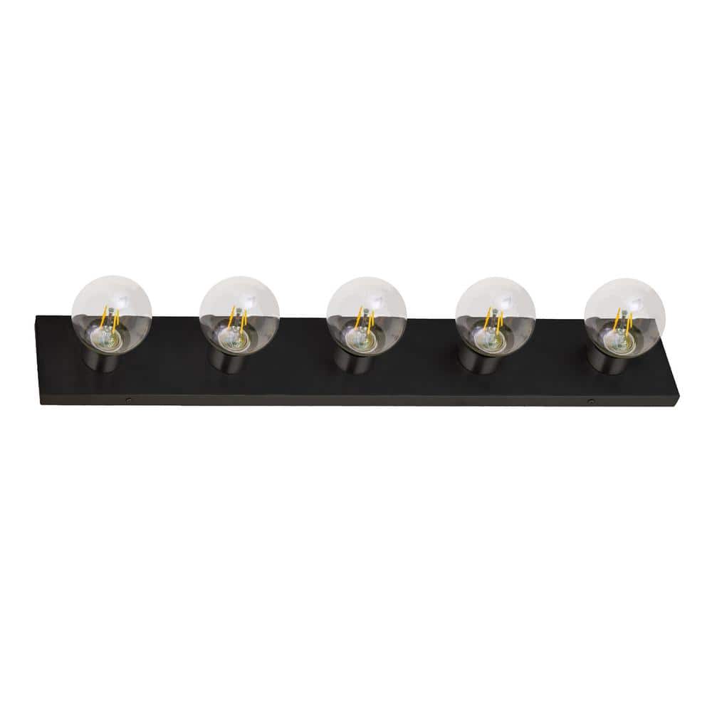 Matte Black 5-Light Dimmable Vanity Strip Light
