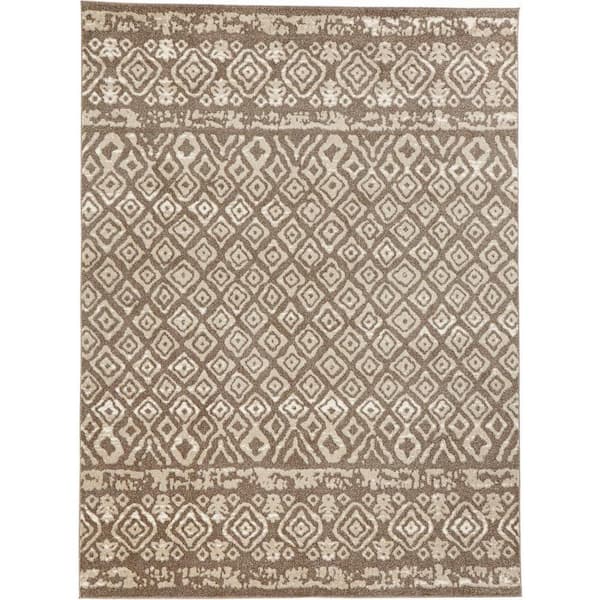 Tribal Essence Dark Beige 8 ft. x 10 ft. Area Rug