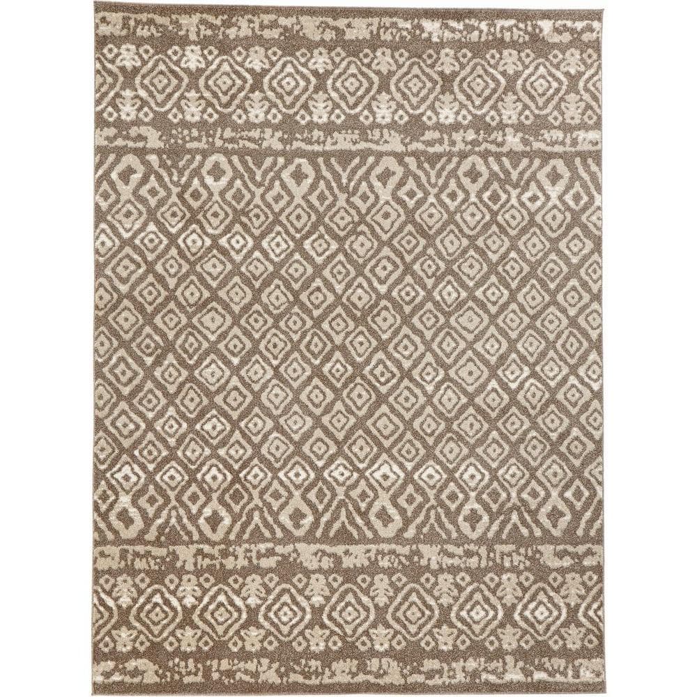 Threshold 5x7 Feet top Beige Ivory Boho Tribal Diamond Wool Thick Natural Area Rug