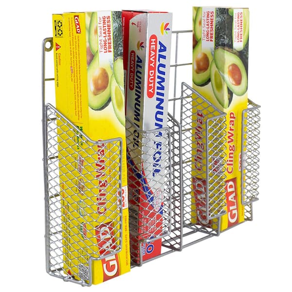 Pantry Organization and Storage for Kitchen - Expandable Kitchen Wrap Box  Organizer Rack, Foil Organizer for Cabinet & Counter, Height & Width