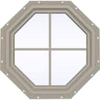 23.5 in. x 23.5 in. V-4500 Series Desert Sand Vinyl Fixed Octagon Geometric Window with Colonial Grids/Grilles