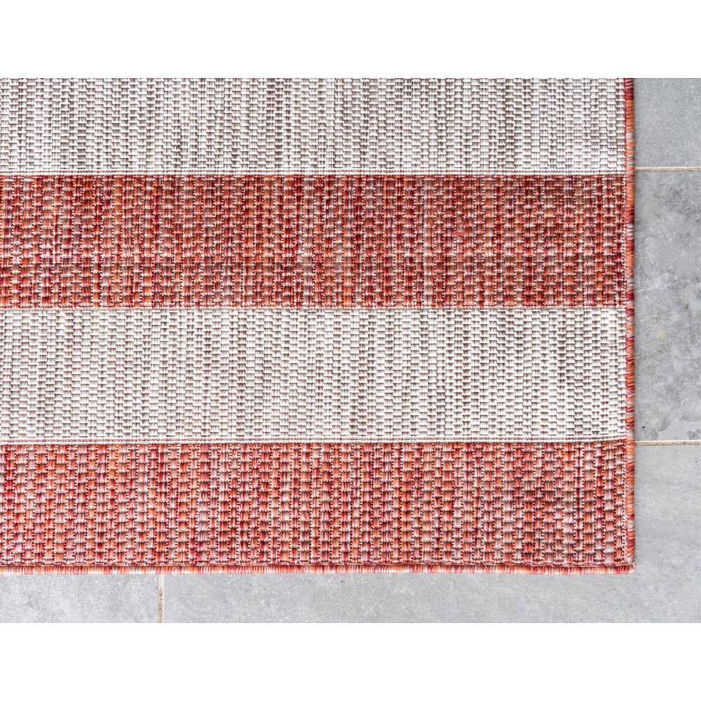 Rustic Stripe Rust Red & Gray 4' x 6' Outdoor Rug