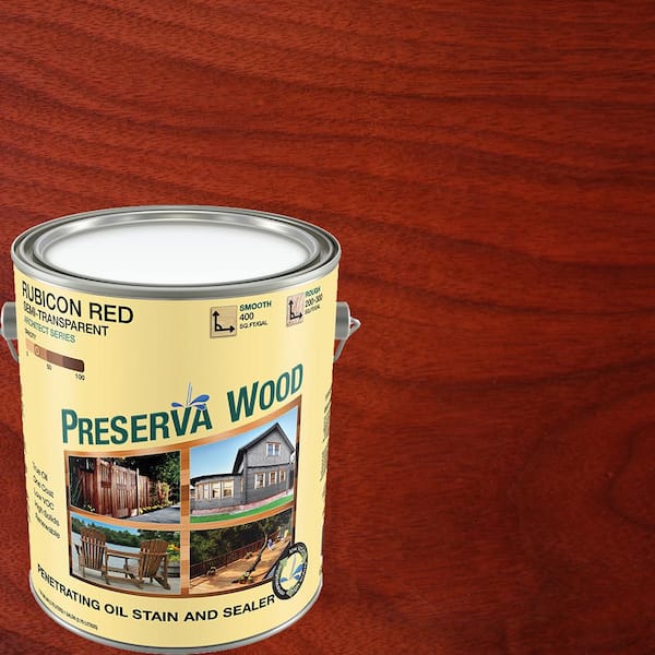 Preserva Wood 1 gal. Semi-Transparent Oil-Based Rubicon Red Exterior Wood Stain