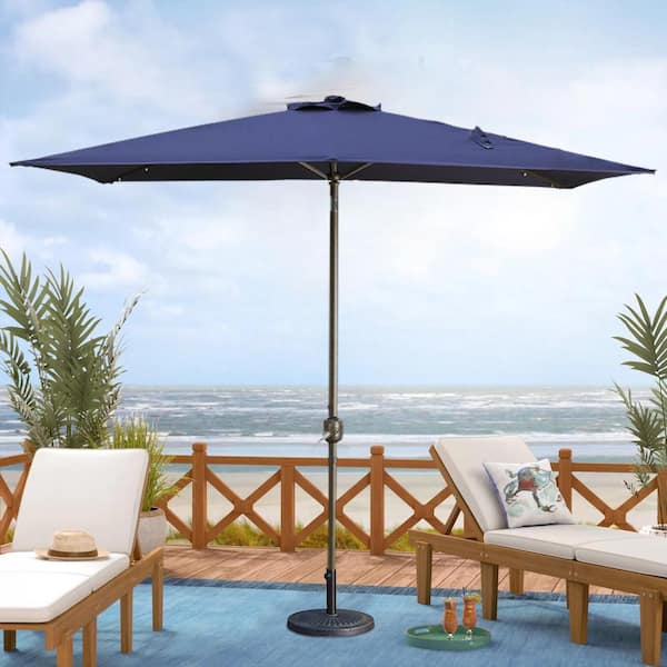 Tatayosi 7.5 ft. Outdoor Table Market Umbrellas, Patio Umbrella with Crank and Push Button Tilt in Navy Blue