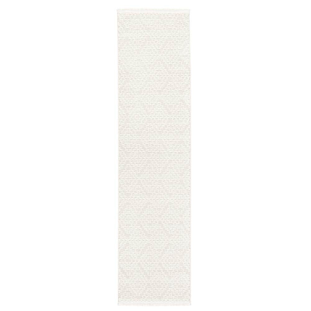 Ivory High-Low Textured Synthetic Runner Rug 1'9" x 7'2"