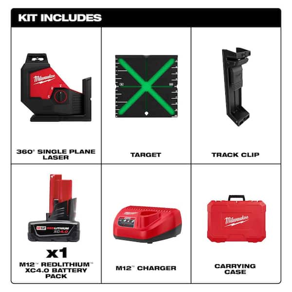 M12 Green 360-Degree Single Plane Laser Kit with 72 in. Adjustable Laser Level Tripod