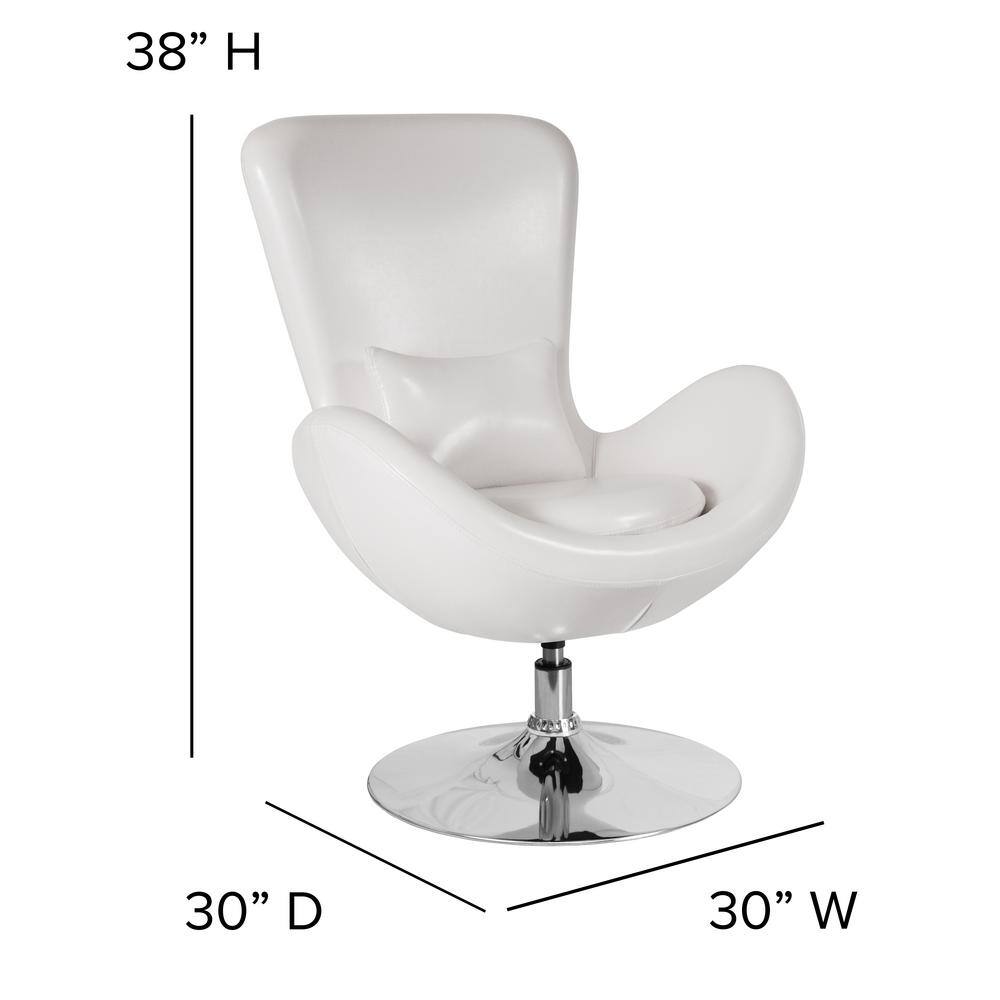 White Leather High Back Swivel Reception Chair with Chrome Base