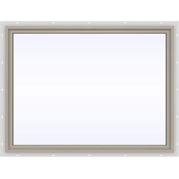 JELD-WEN 47.5 in. x 35.5 in. V-4500 Series Desert Sand Painted Vinyl Picture Window w/ Low-E 366 Glass