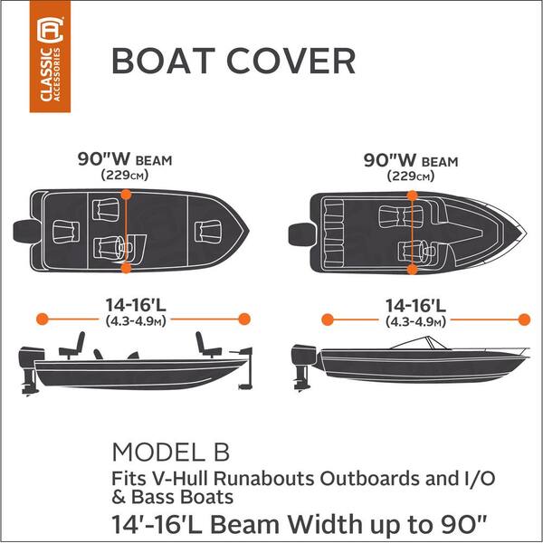 14-16ft Heavy Duty Boat Cover Dinghy Speedboat Fish Ski V-Hull Marine Protector 